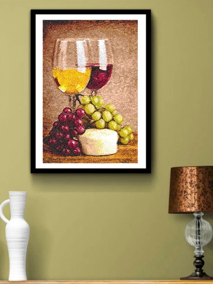 PhotoStitch Wine with cheese and grape machine embroidery designs digital embroidery pattern PhotoStitch Machine embroidery motif  food