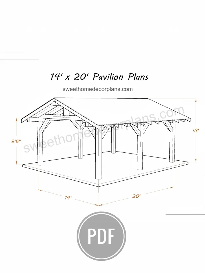 Diy 14 x 20 gable pavilion plans pdf. Carport plans. Wooden outdoor covered gazebo plans. Backyard wooden pergola plans for outdoor.