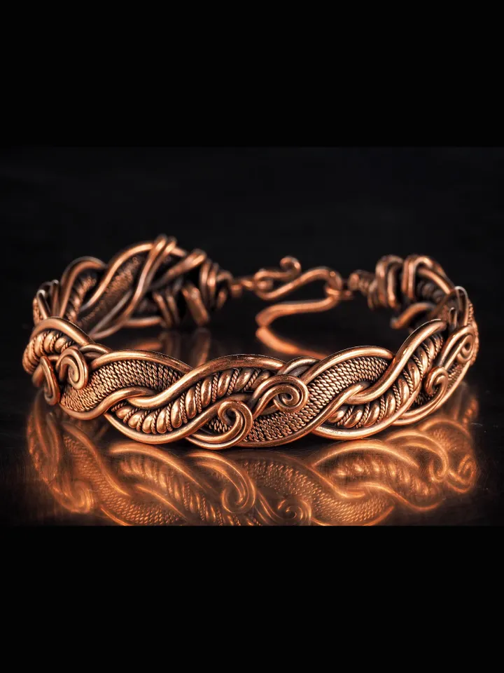 Unique handmade copper wire wrapped bracelet for woman Woven wire copper jewelry Wire wrap art copper jewelry Handmade