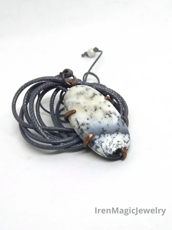 Dendritic Agate Pendant Necklace Beautiful Jewelry Unisex Handmade Boho