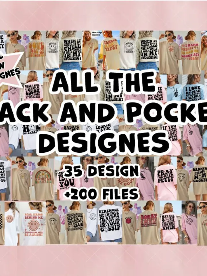 Mega SVG Bundle, All Back and Pocket T Shirt Designs SVG, Retro Smiley Svg Files for Cricut, Silhouette Cut Files, Clipart, Svg for Shirts,