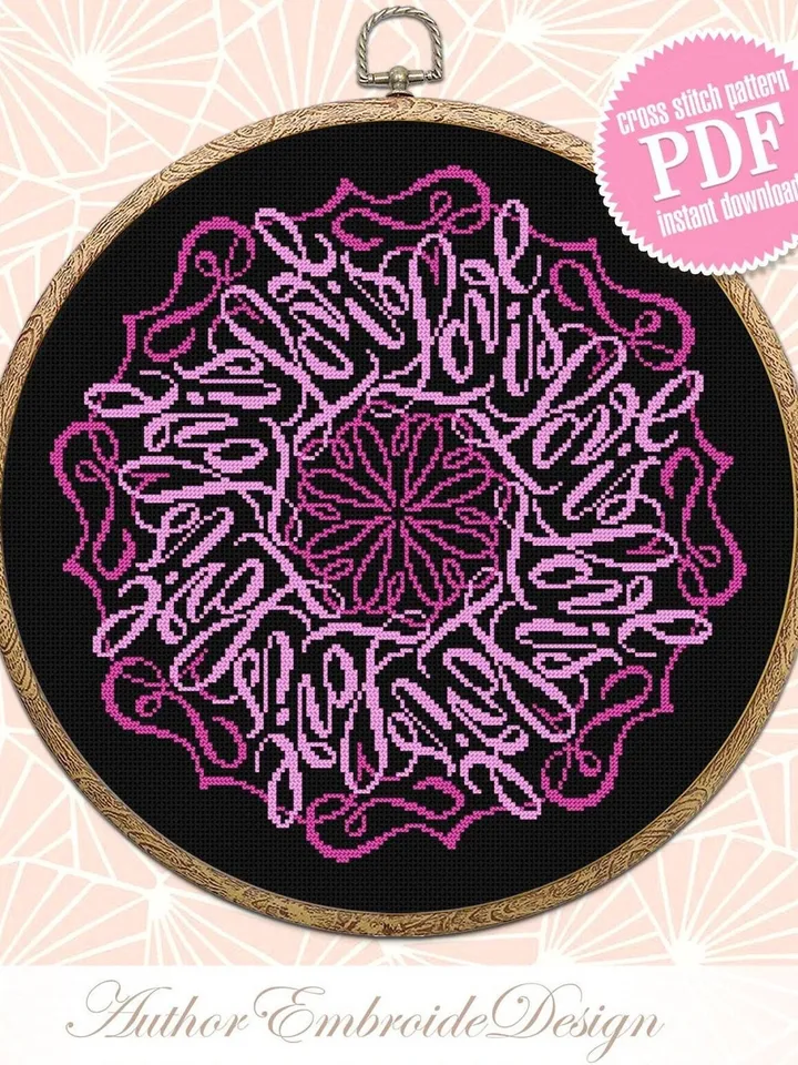 Love mandala cross stitch pattern PDF download Mandala art love cross stitch chart, Modern mandala pattern digital PDF, Home decor #M228