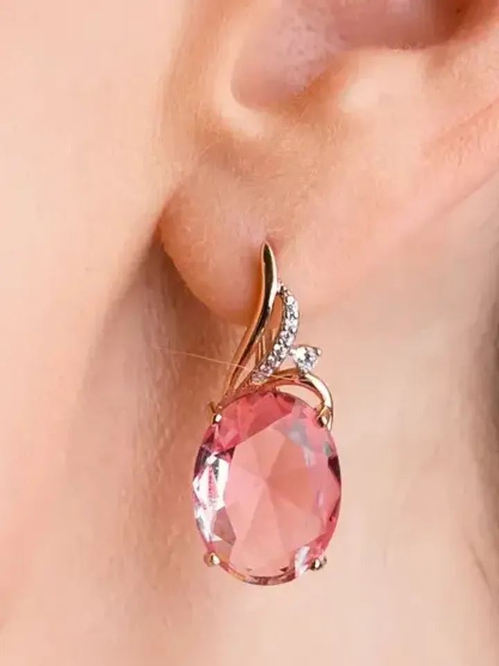 Earrings silver 925 with cubic zirconia and quartz