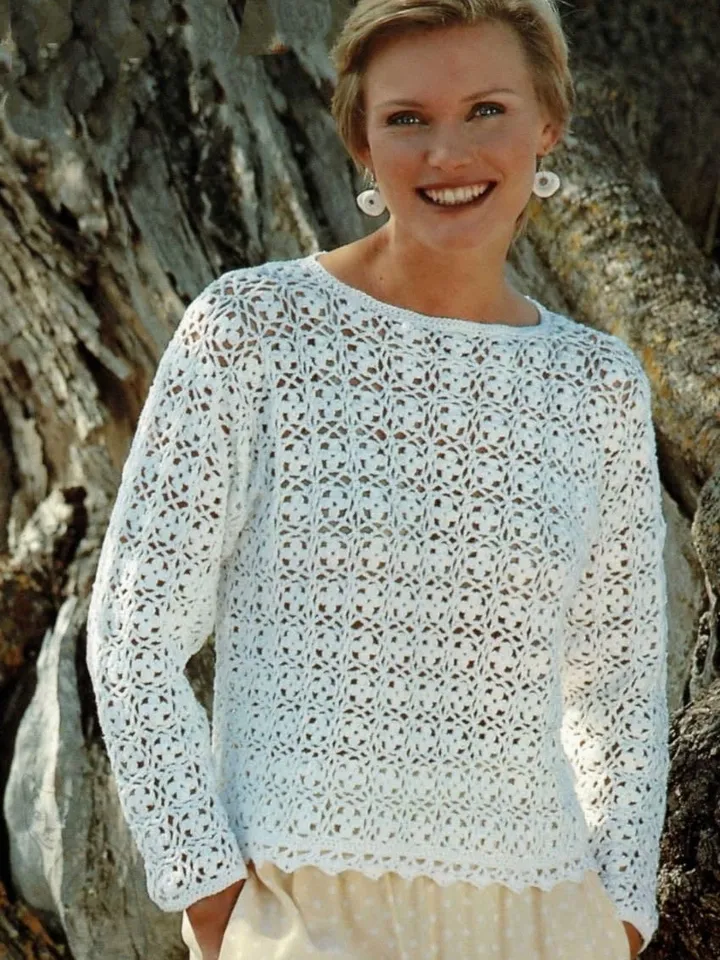 Crochet pattern sweater, sweater womens pdf , lace sweater crochet , motifs sweater pattern