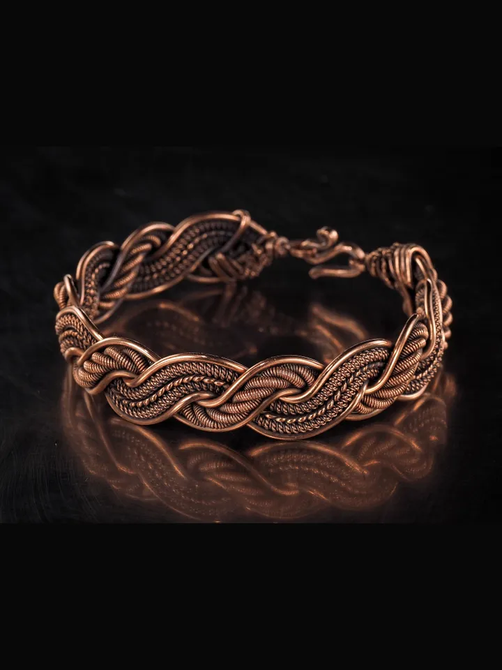 Handmade copper bracelet Unique wire wrapped metal bangle Antique style jewelry