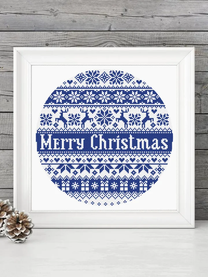 Nordic Christmas cross stitch pattern download PDF, Quaker sampler, Monochrome embroidery, Scandinavian Christmas ornament cross stitch #N73