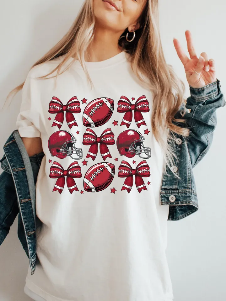 Coquette Football PNG, K City Football PNG Football, Game Day, Football Girly, Football Season, Red Team Football and Bow Clipart