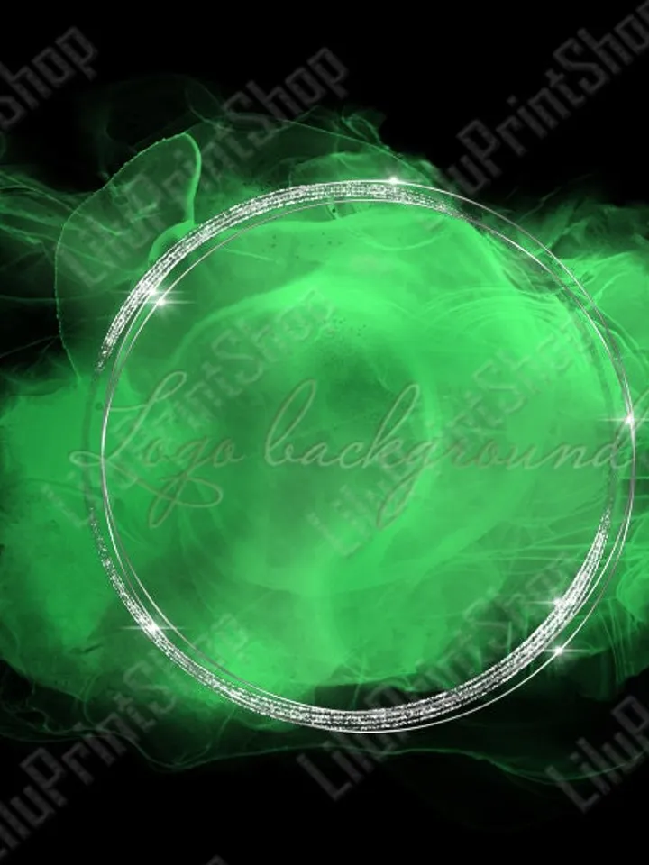 Green and silver Logo Background Png, Halloween Alcohol ink green logo design, Green and silver circle logo overlay Instant download