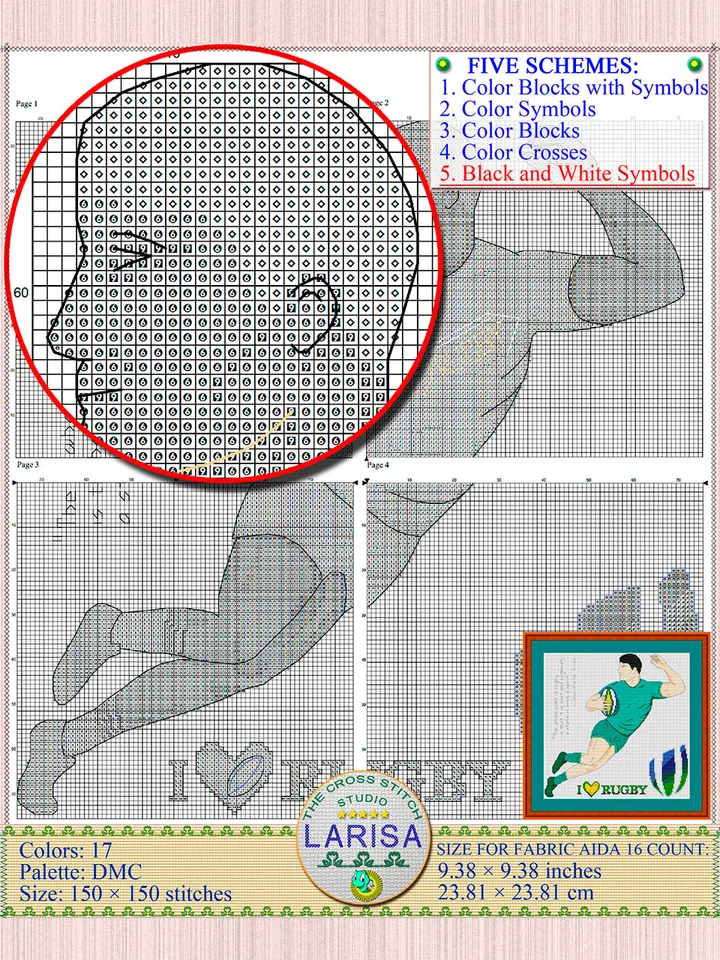 Rugby Cross Stitch Pattern | Rugby Union | Rugby Player