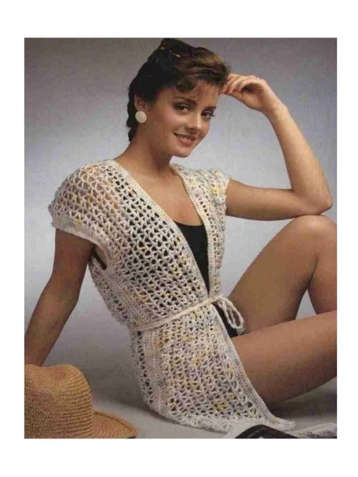Crochet cover up, women tunic crochet pattern, women crochet summer robe pdf