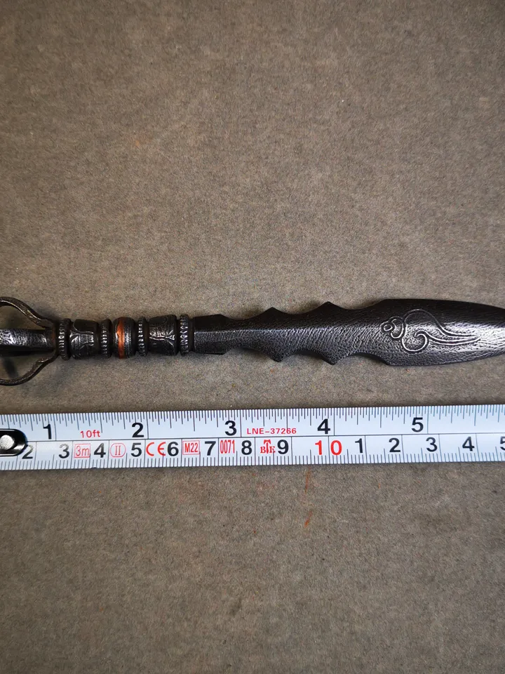 Gandhanra Tibetan Amulet,Fire Vajra Sword of Wisdom Buddha Manjushri,Dharma Ritual,Made of Cold Iron inlaid with Copper