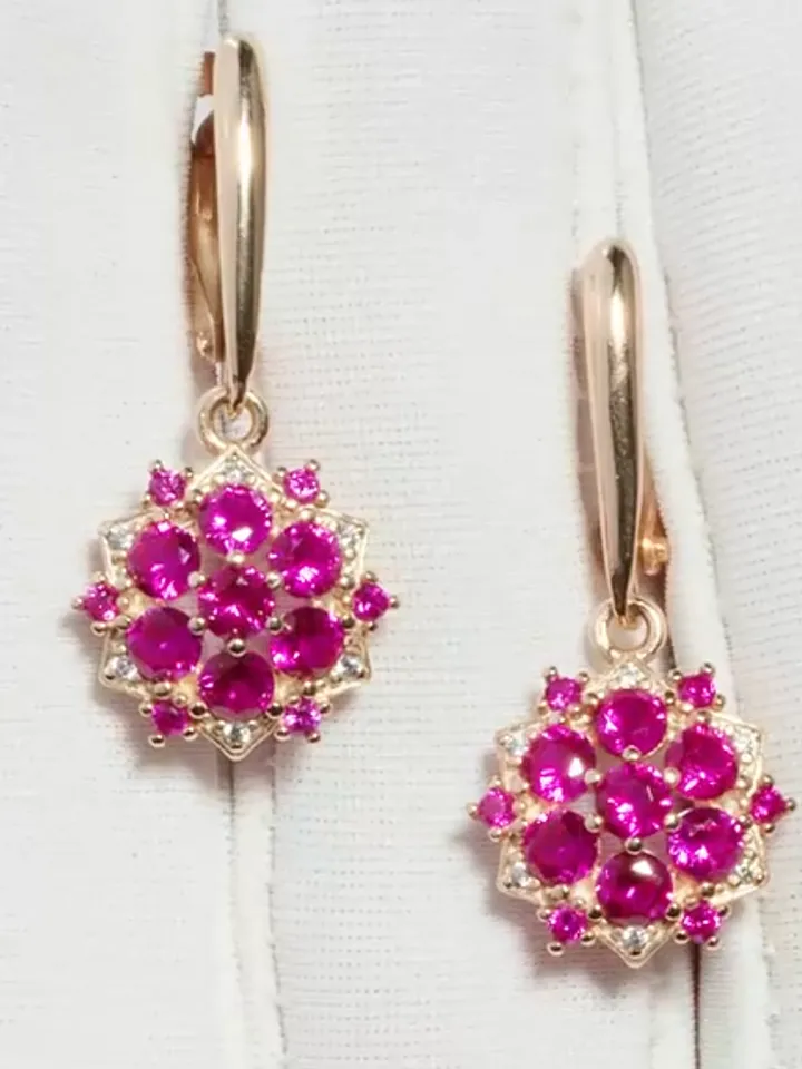 Women's earrings silver 925 with spinel and cubic zirconia