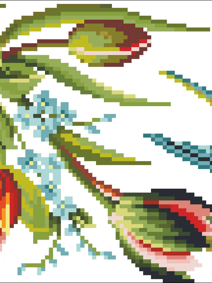 Antique Cross Stitch Pattern Tropical Border Counted Digital Download PDF