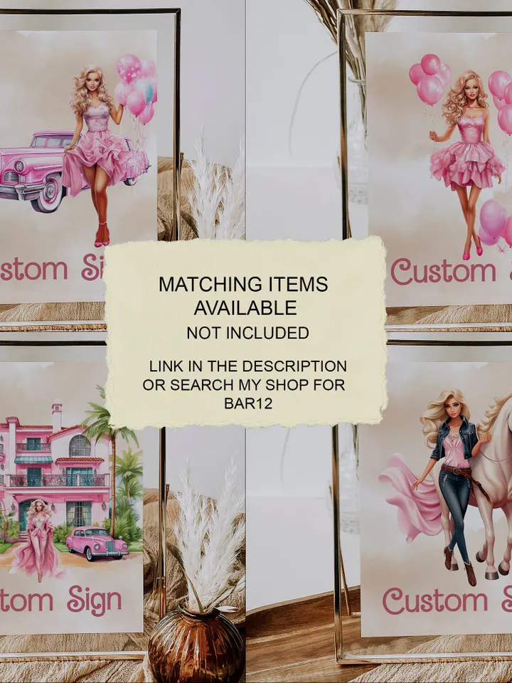 Doll food label; hot pink doll party birthday editable template; cute doll girl birthday party bar12