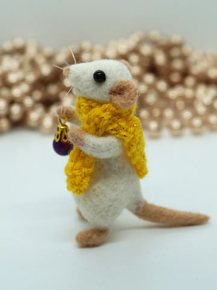 Bernard the mouse, miniature needle felted mouse, Christmas decoration