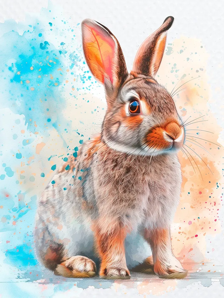 8 Amazed Rabbit PNG Clipart, Amazed Hare for sublimation, Printable Watercolor Rabbit clipart, Digital download, Paper crafts, junk journals