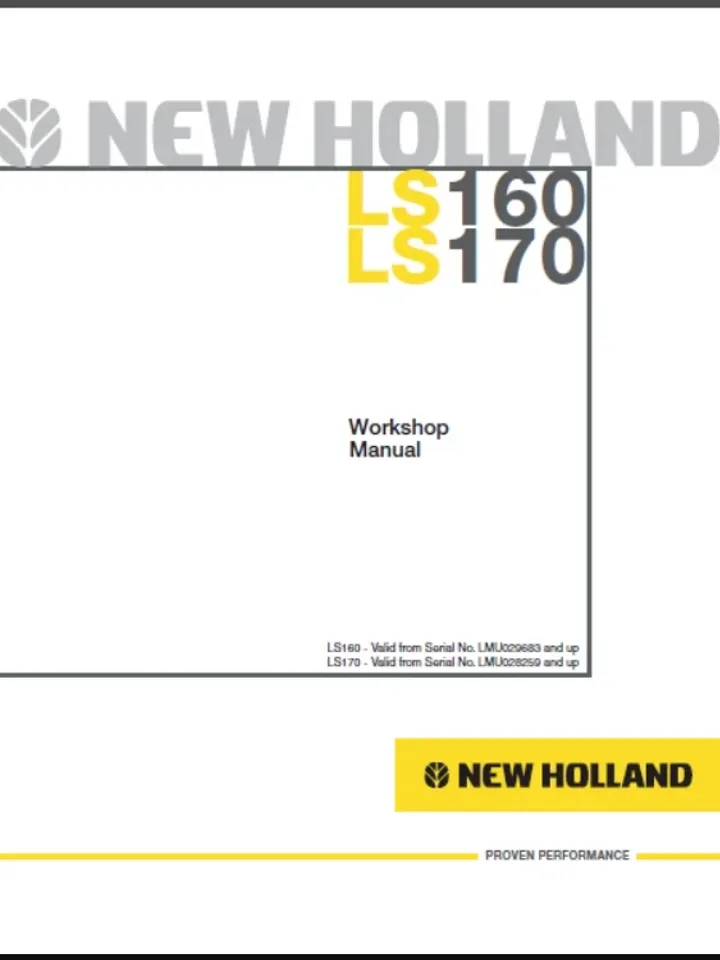 NEW HOLLAND LS160 LS170 SKID STEER LOADER MANUAL SERVICE REPAIR SHOP