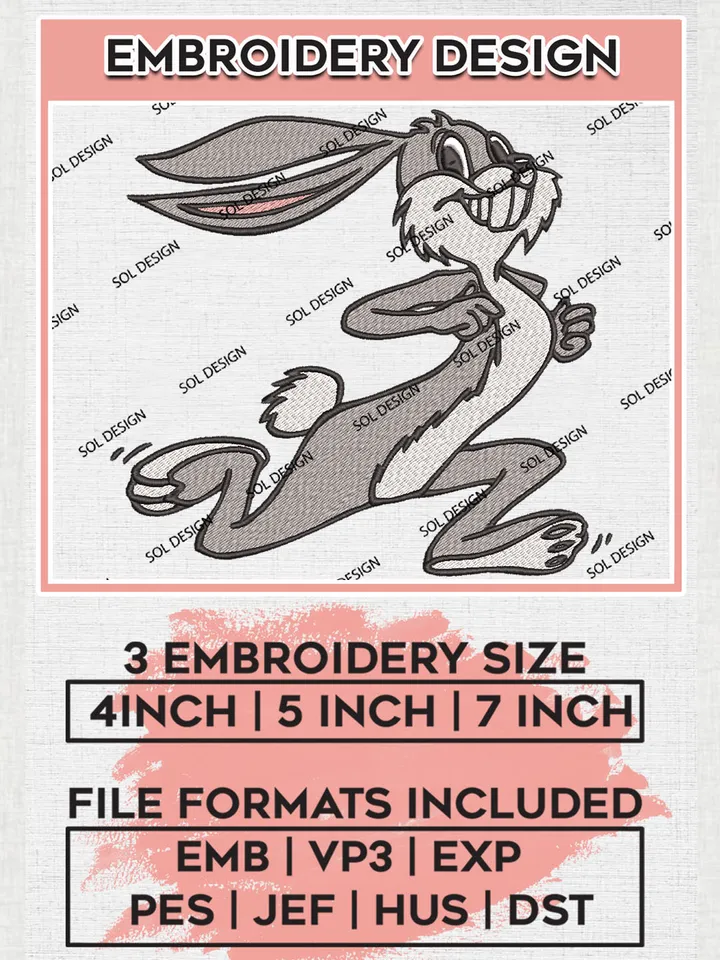 NCAA South Dakota State Jackrabbits Team Funny Mascot Logo Embroidery Design Files, NCAA South Dakota State Jackrabbits Machine Embroidery, NCAA Teams, Game Day, 3 sizes, NCAA Machine embroidery designs, Digital Download