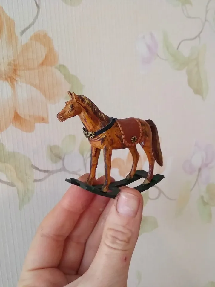 Wheelchair horse. Dollhouse miniature.1:12 scale.