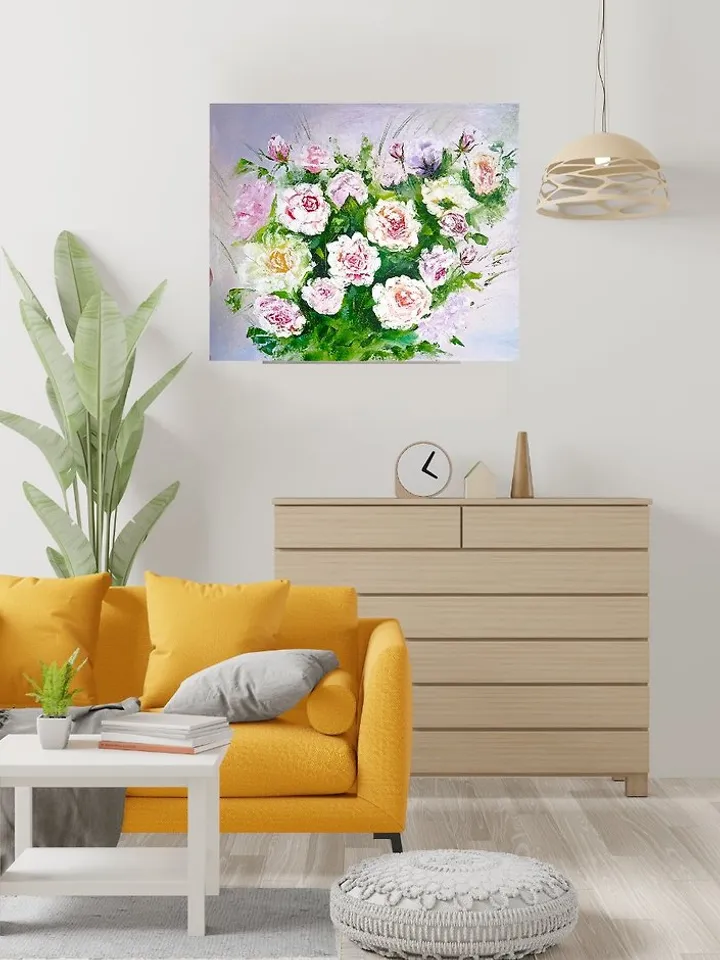 Peonies, Pink flowers, Original painting, Oil art, Original painting 40x50 cm