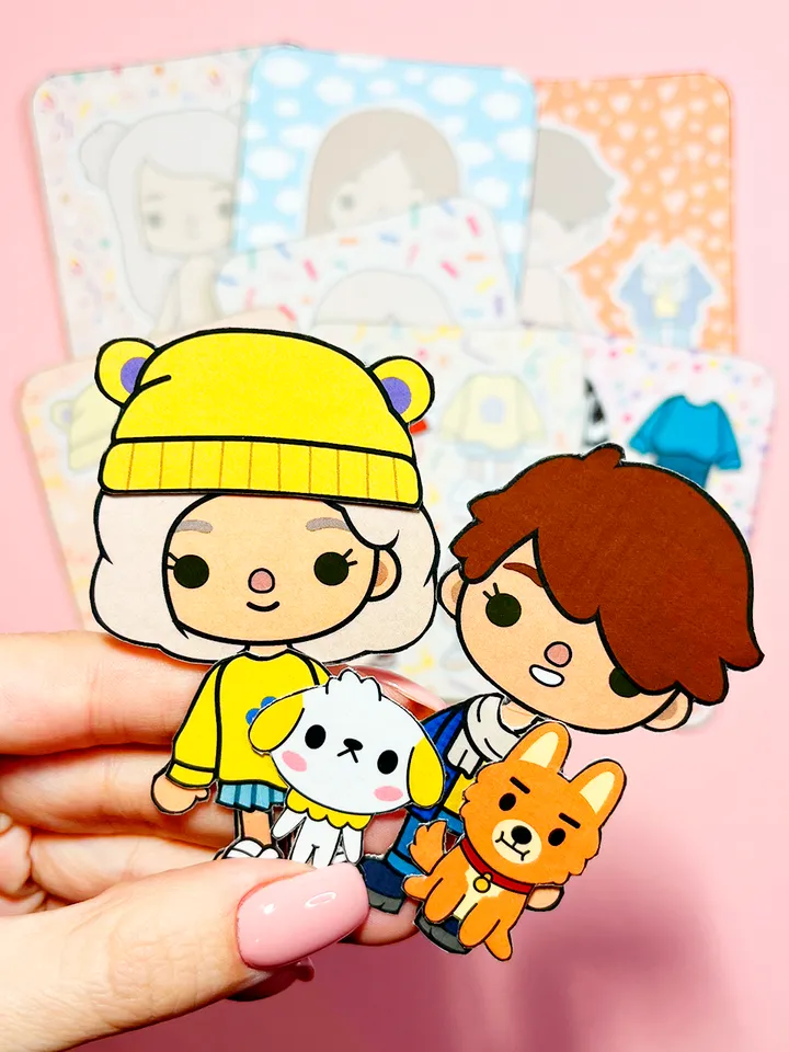 Toca Boca Paper Dolls with Clothes to Cut Out
