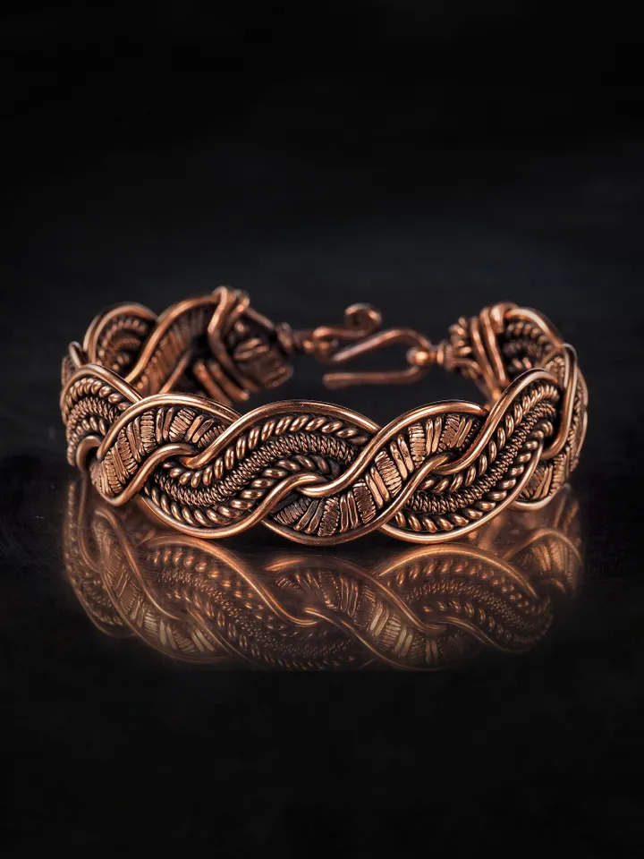 Copper wire wrapped bracelet for woman 7th Anniversary gift Small size bracelet