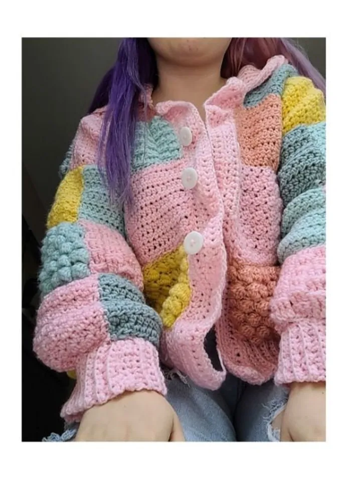 Patchwork cardigan crochet pattern, patchwork sweater crochet pattern, oversized cardigan pdf beginner pattern