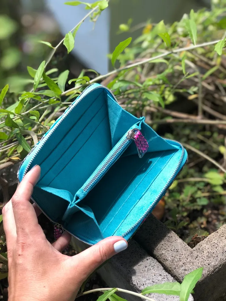 Genuine python skin wallet | Small wallet | Exotic leather wallet | Women wallet | Multicolor trendy Wallet | Snakeskin designer wallet