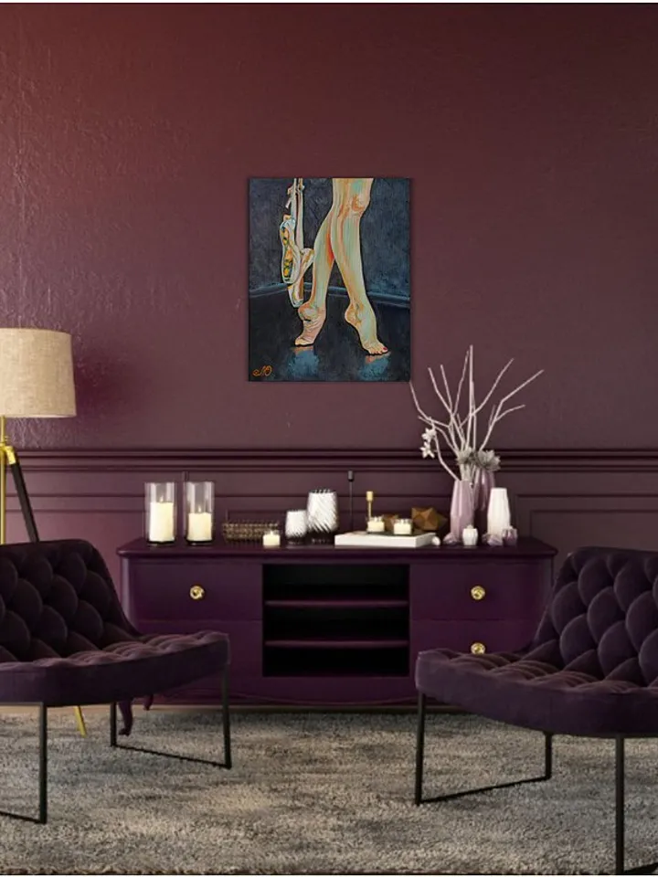 Female Foot Painting Ballerina Original Art Ballet Pointe Wall Art Oil Painting