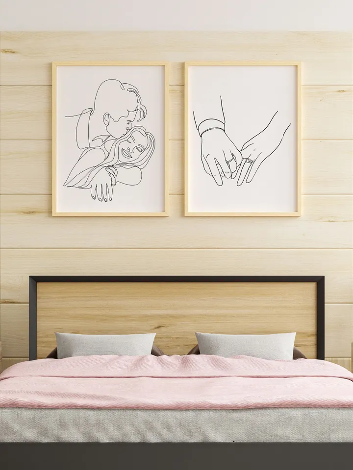 Couple Wall Decor, Couple Hands Printable Art, Minimalist Line, One Line Art, Printable Couple Wall Art, Hugging Couple Print,Valentines Day