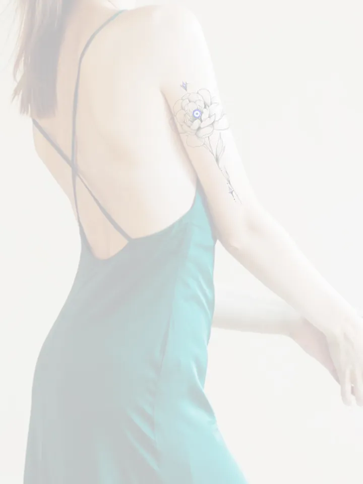 Evil Eye Tattoo Design Flower And Greek Evil Eye Tattoo Idea Stencil Sketch, Instant download PDF, JPG