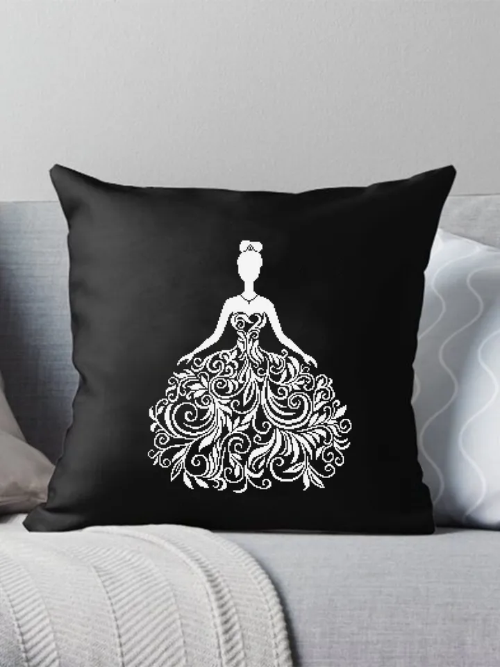 Wedding Dress cross stitch pattern download PDF Silhouette bride cross stitch chart, Monochrome cross stitch mandala dress, Home decor #M193