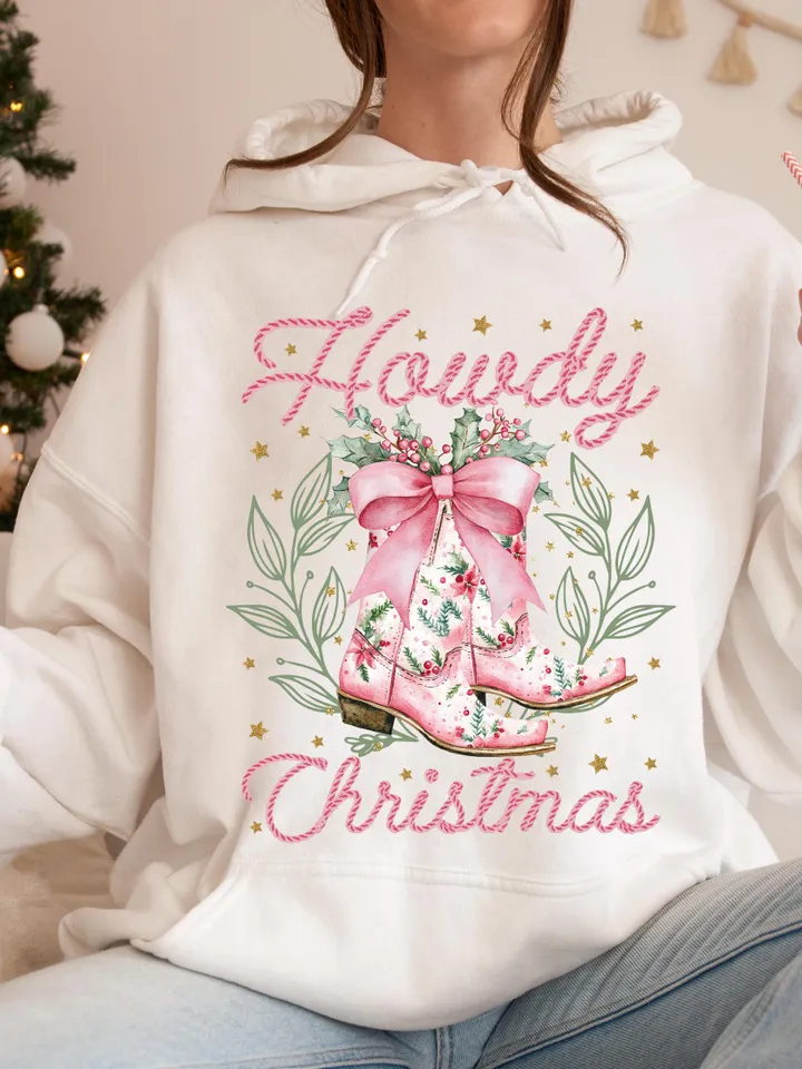 Howdy Christmas Png, Western Christmas Png, Coquette Christmas Png, Holiday Png, Cowgirl Christmas Png, Aesthetic png, Pink Christmas Png