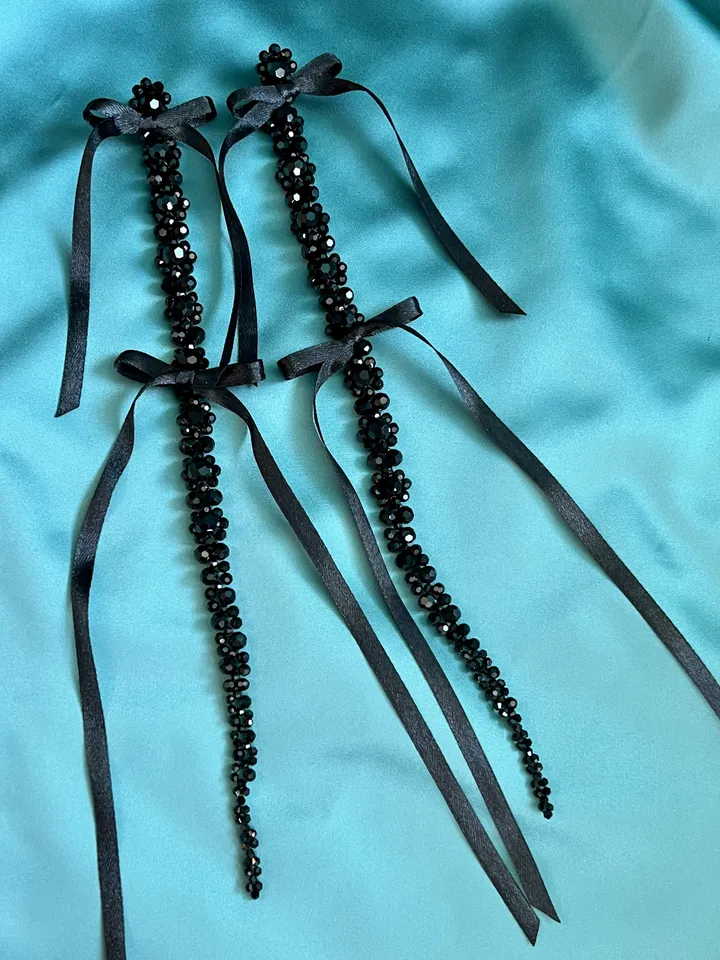 XL Ribbon Drip Crystal Earrings