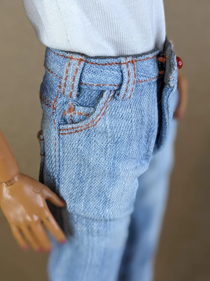 Classic bleached jeans for 12-inch fashion male doll