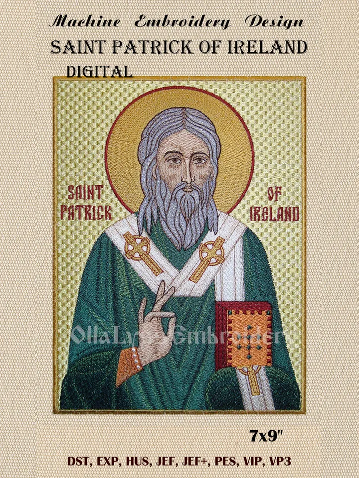 Saint Patrick Of Ireland Icon machine embroidery design