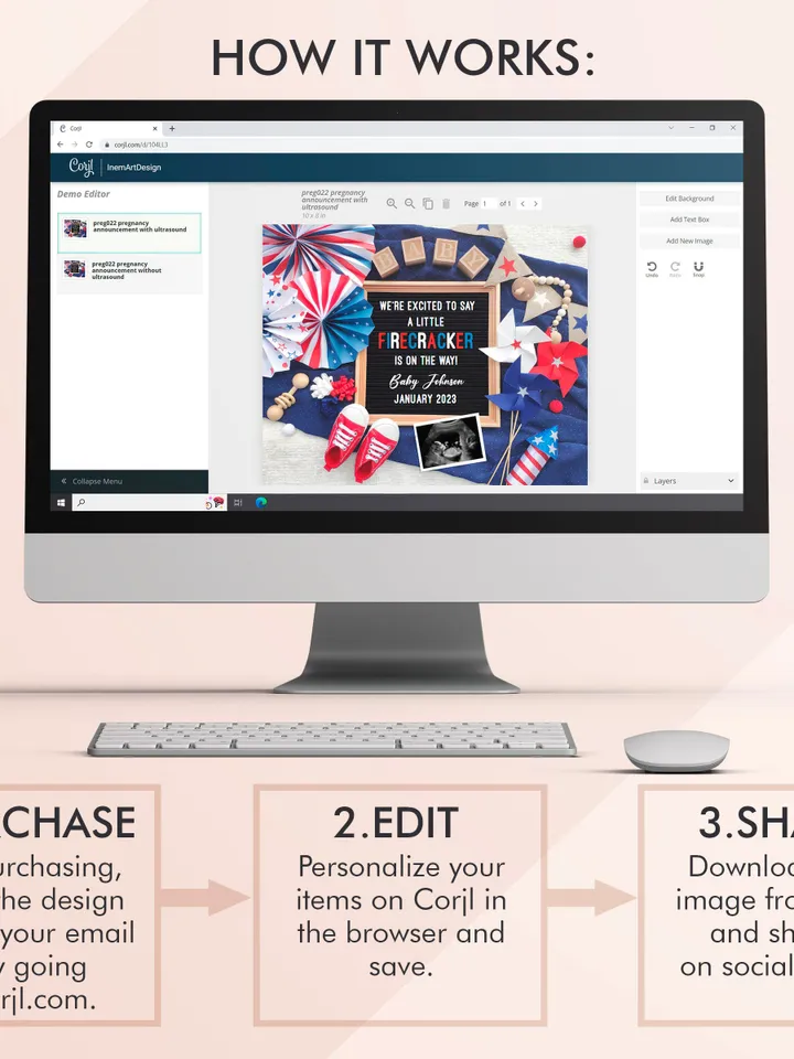 4th of July Pregnancy Announcement digital, 4th of July Baby Announcement, Patriotic Pregnancy Announcement, Editable Digital Template
