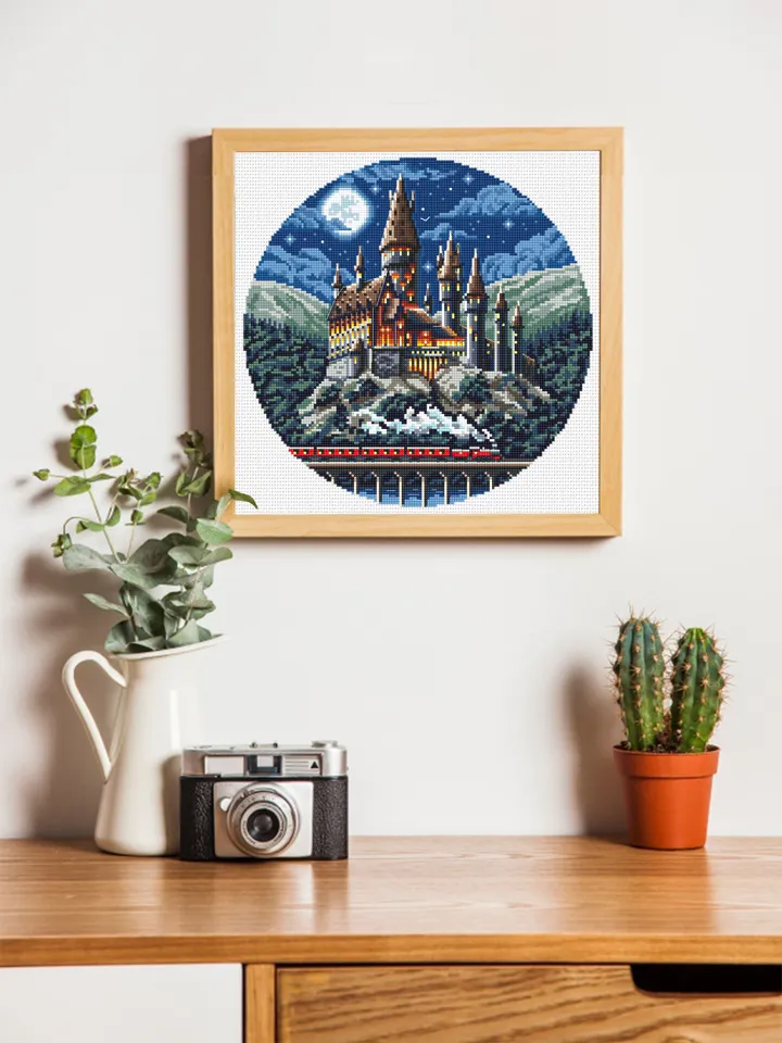 Wizard school cross stitch pattern PDF download Night magic castle cross stitch chart Magic kingdom pattern digital PDF School of magic #C10