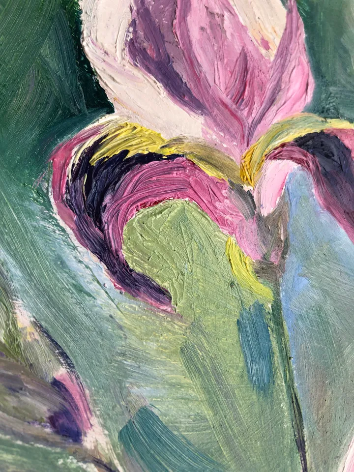 Irises flowers original oil painting wall art modern painting 8x11 inches