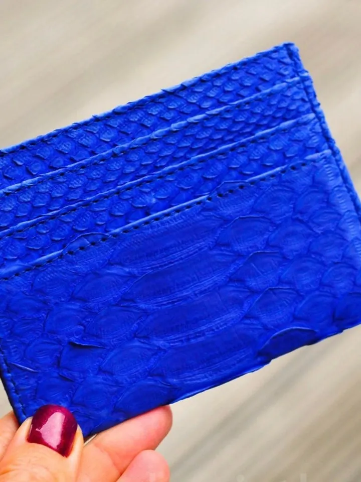 Business card holder | Credit Card Holder | Gift for him | Exotic leather cardholder | Python skin small wallet | Genuine python skin case
