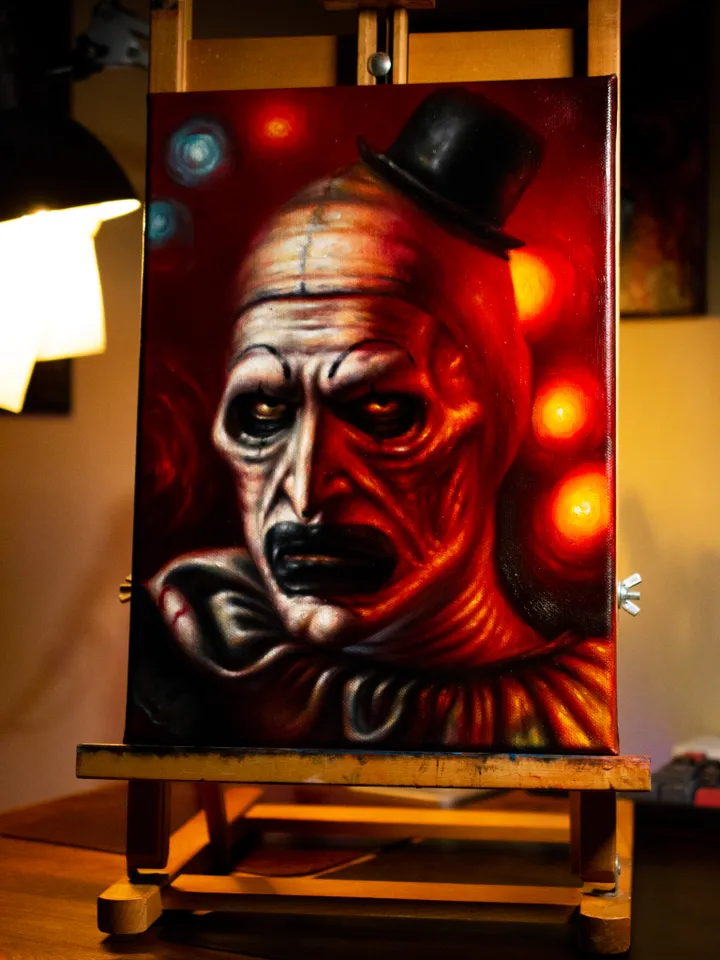 Original oil painting Terrifier Art the Clown