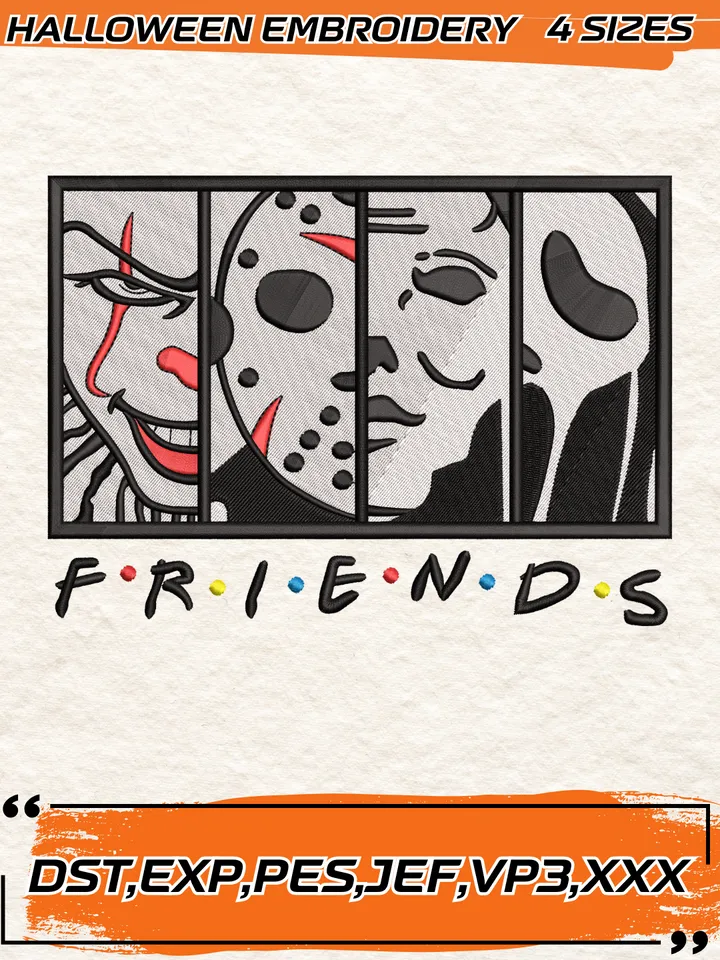 Scary Friends Embroidery Designs, Halloween Embroidery Machine Design Files, Machine Embroidery Pattern, Machine Embroidery Design File, Digital Download