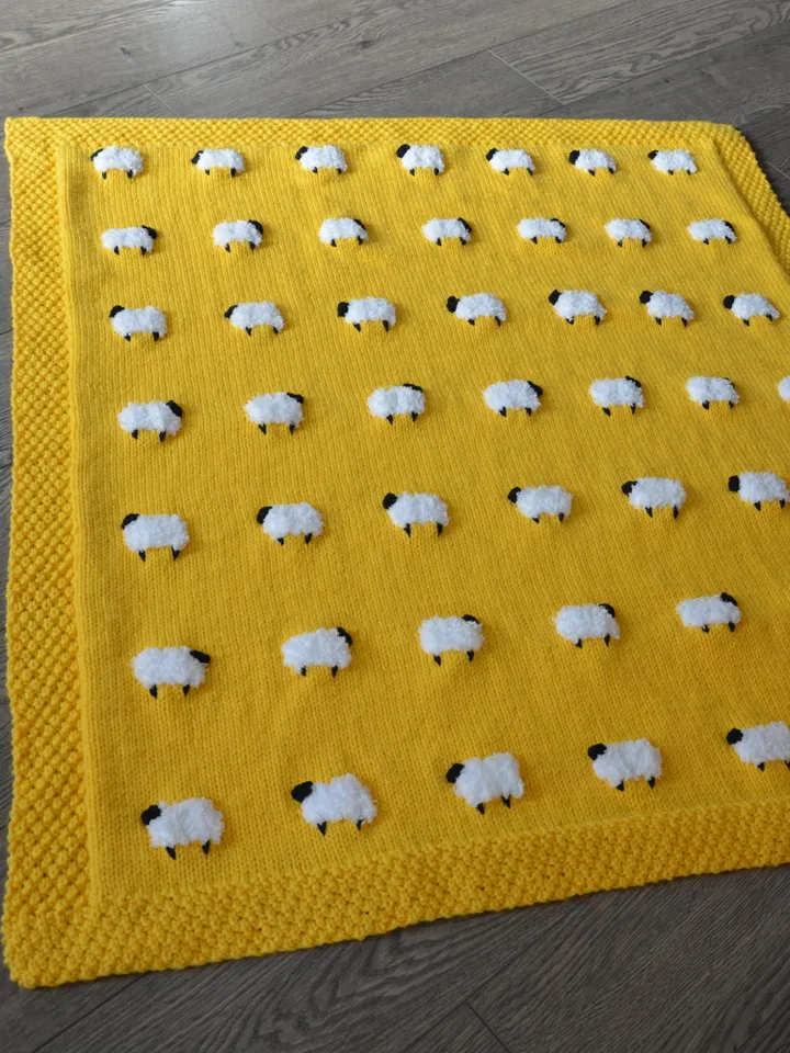 Knit PATTERN - Fuzzy Sheep Baby Blanket