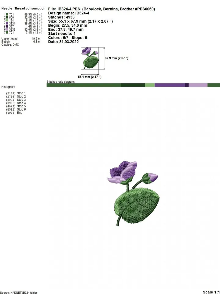 Set ofsix designs Violets with 3Delements machine embroidery design digital embroidery pattern home andclothing décor embroidery motif loral