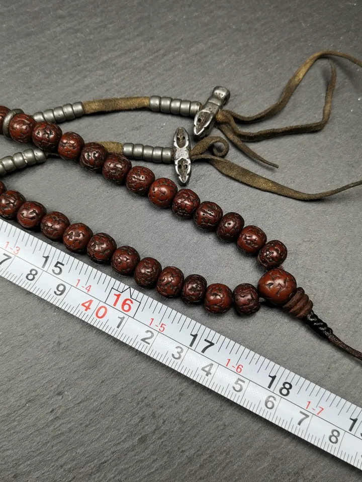 Gandhanra Old Tibetan Rosary Beads,9mm Rudraksha Beads Mala Necklace,Prayer Beads, Circumference 90cm