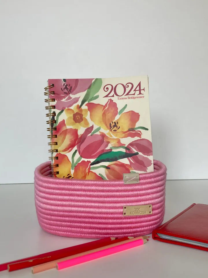 Soft pink storage basket 3.5'' x 7.5'' Square basket
