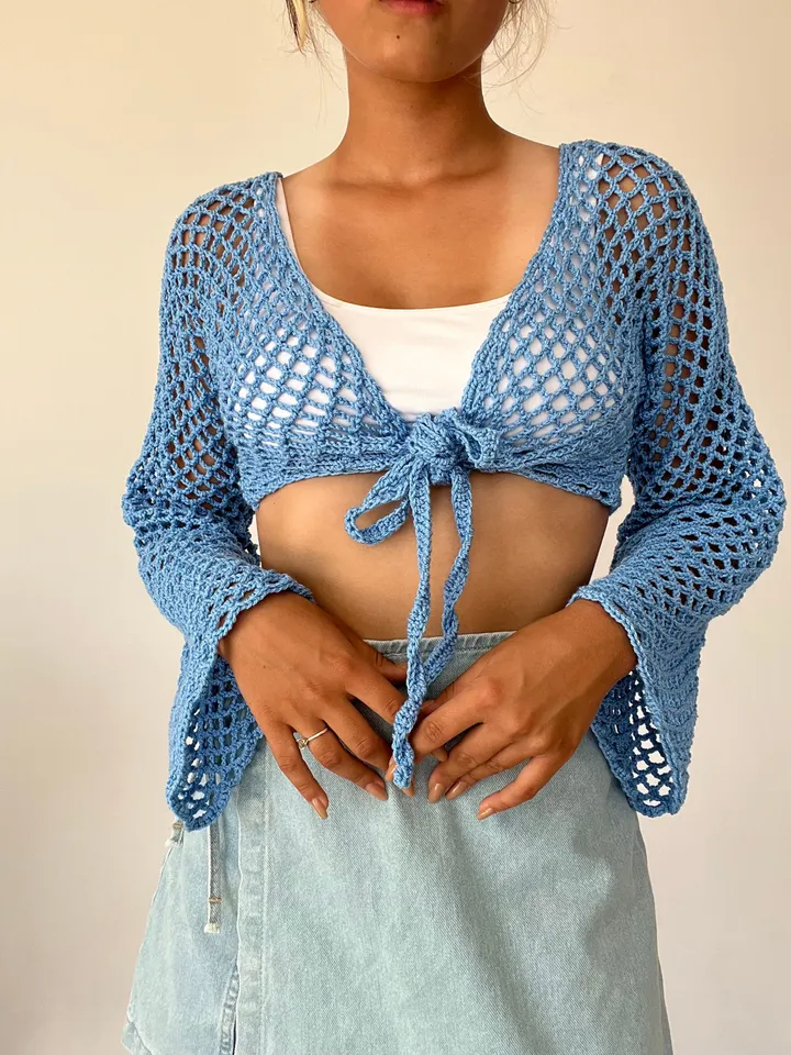 Mesh top, crochet crop top, Crochet summer top, crochet coverup PDF