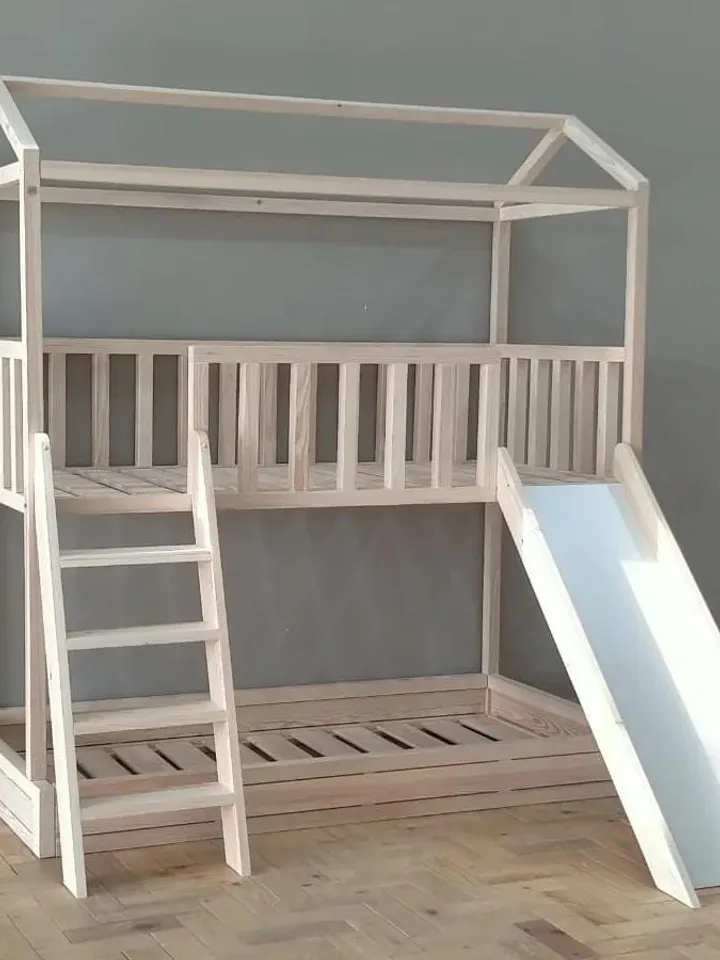 Handmade Inspired Toddler | Furniture & Toys Children's modern Bed Playhouse with slide