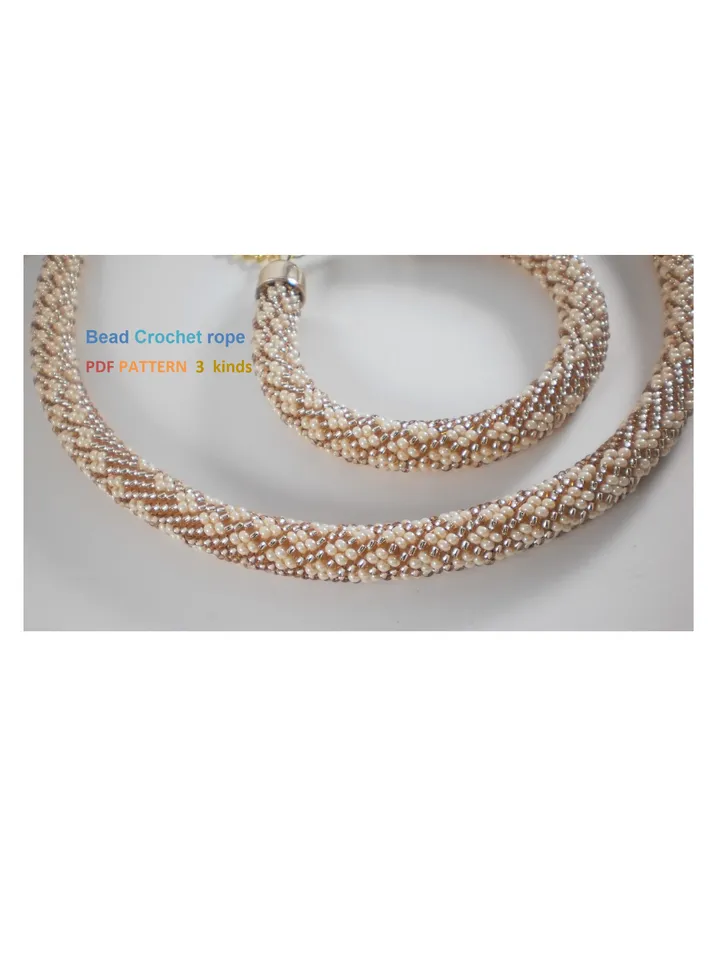Bead Crochet Rope Necklace Bracelet pattern, pattern seed beads, DIY, bead jewelery, Instant Download, PDF patterns