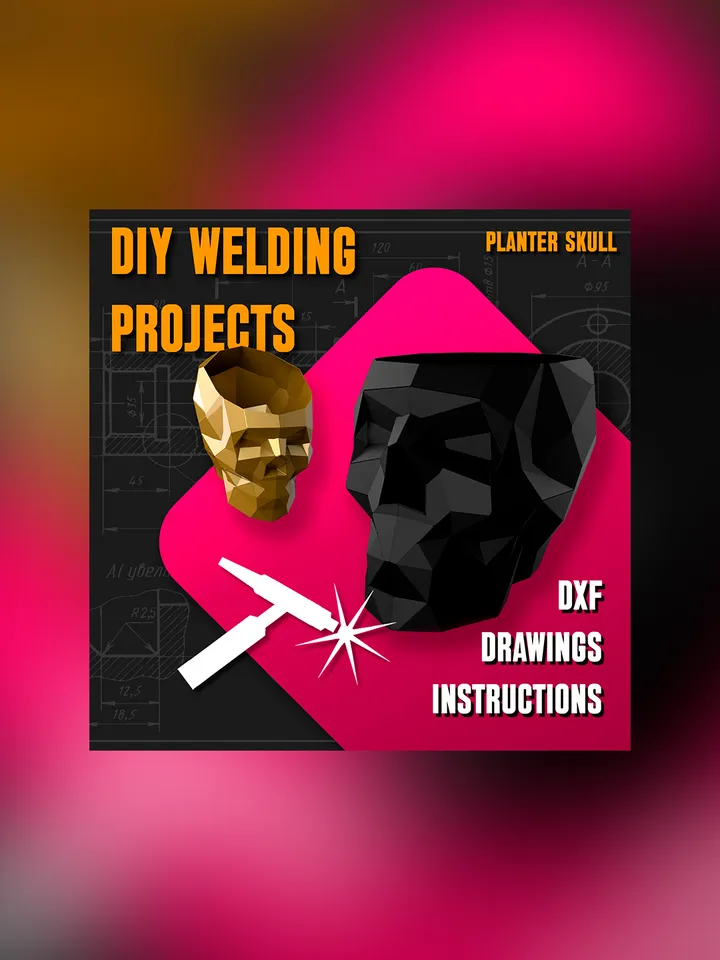 Welding Project Plans Drawings Skull Planter (DXF, PDF)
